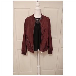 Burgundy bomber jacket
